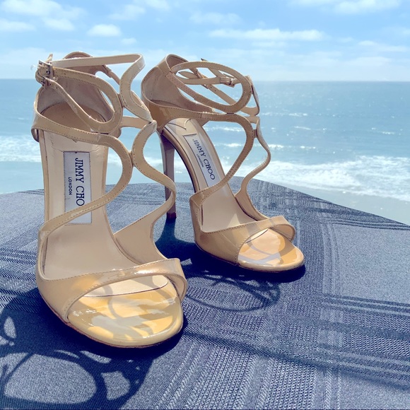 Jimmy Choo London Sandals Nude Patent Leather S 37 - Picture 2 of 12